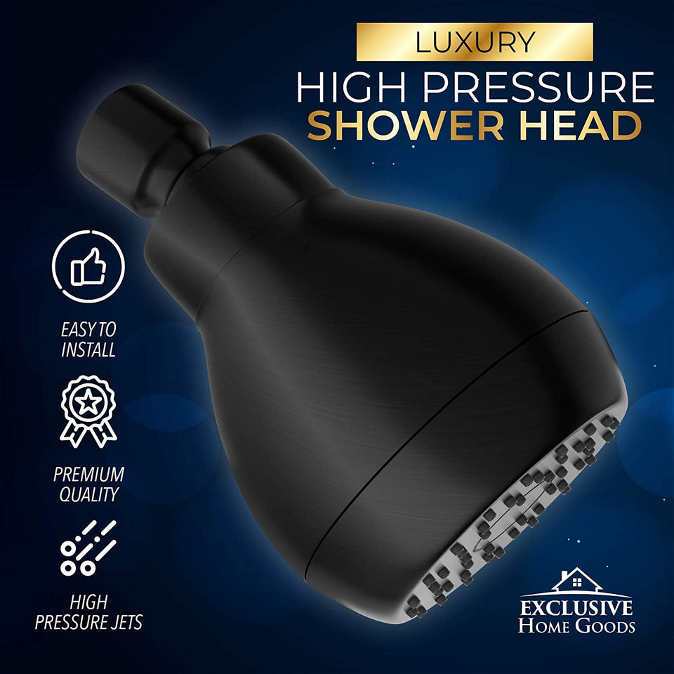 Deluxe Matte Black High-Pressure Shower Head