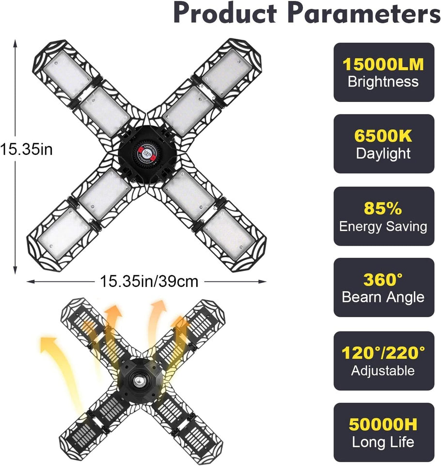 Ultra-Bright LED Garage Lights, 150W, 15000 Lumen