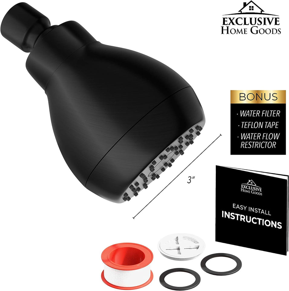 Deluxe Matte Black High-Pressure Shower Head