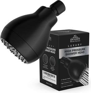 Deluxe Matte Black High-Pressure Shower Head